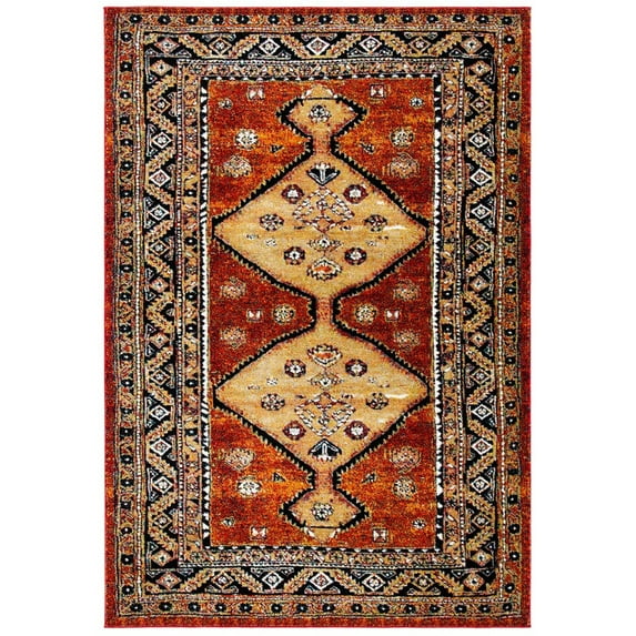 SAFAVIEH Vintage Hamadan Bora Oriental Area Rug, Rust/Gold, 9' x 12'