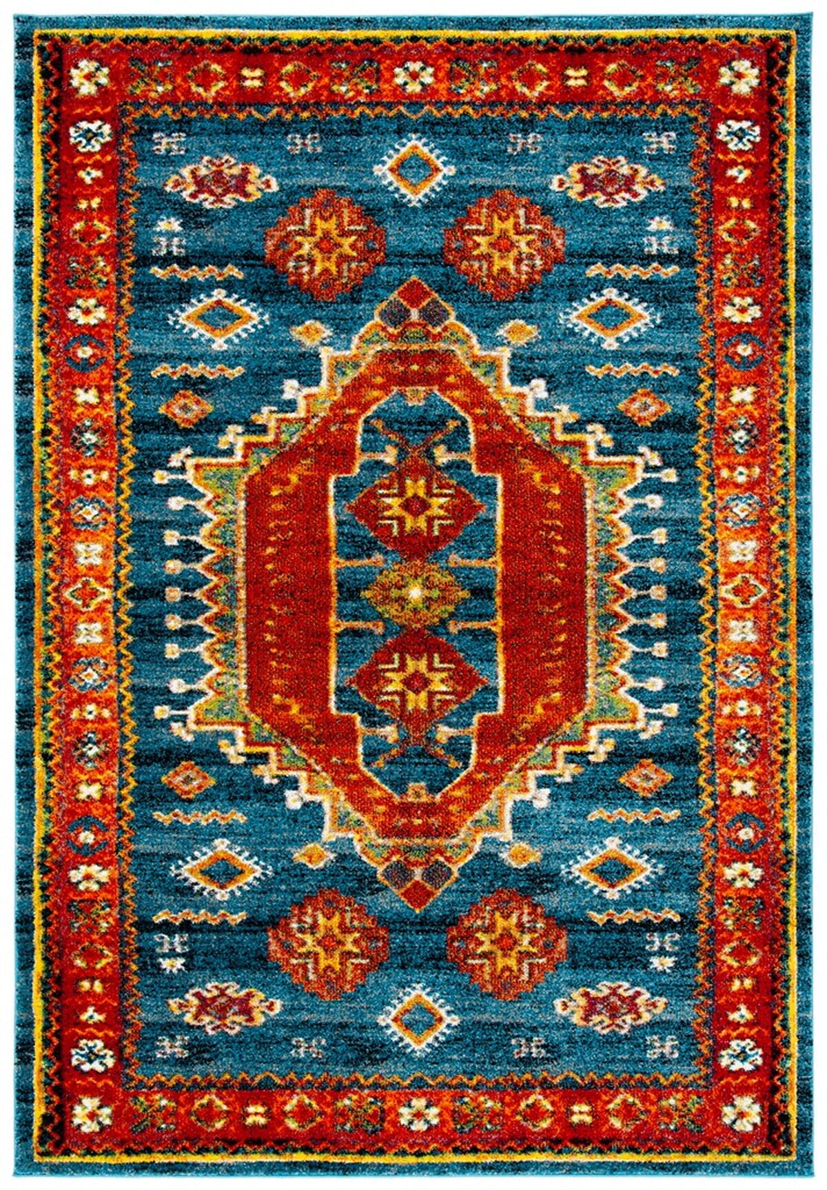 Aegean Bliss Round Blue Synthetic Easy-Care Rug