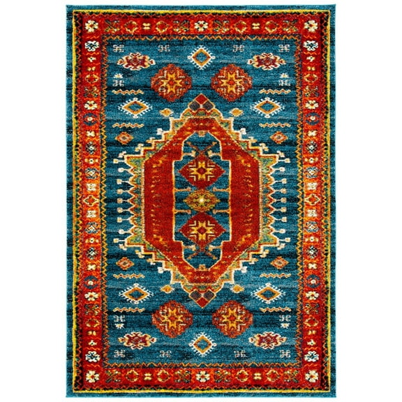 SAFAVIEH Vintage Hamadan Carmelo Oriental Area Rug, Blue/Orange, 2'7" x 5'
