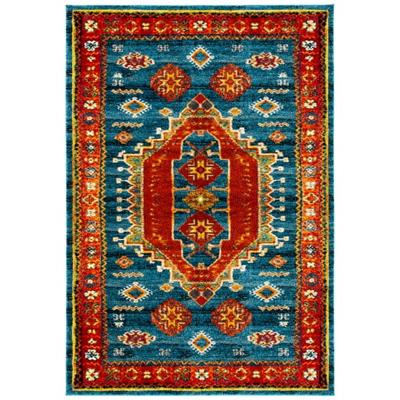 SAFAVIEH Vintage Hamadan Carmelo Oriental Area Rug, Blue/Orange, 6'7" x 9'