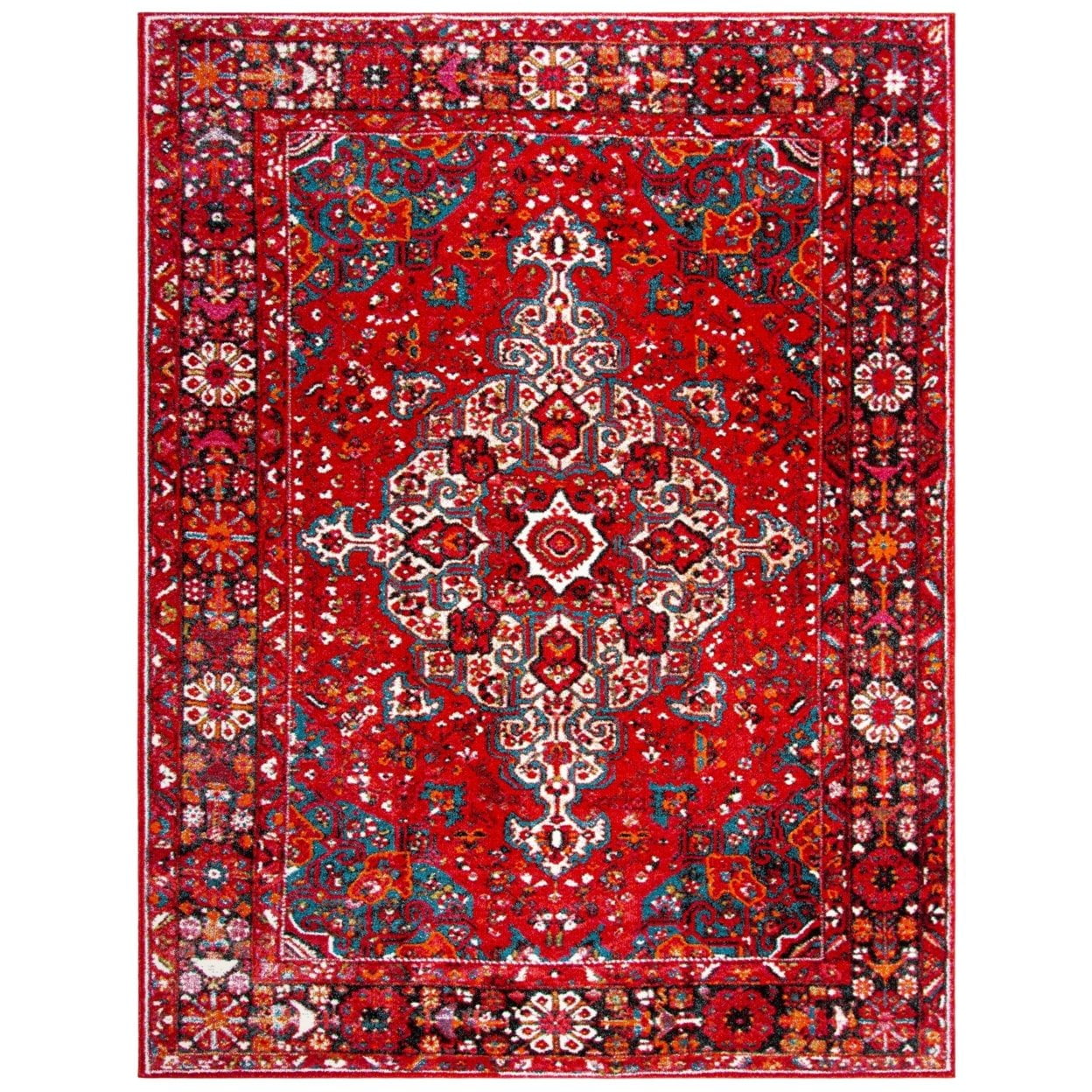 Elysian Red & Multi Round Oriental Accent Rug, 47" Synthetic