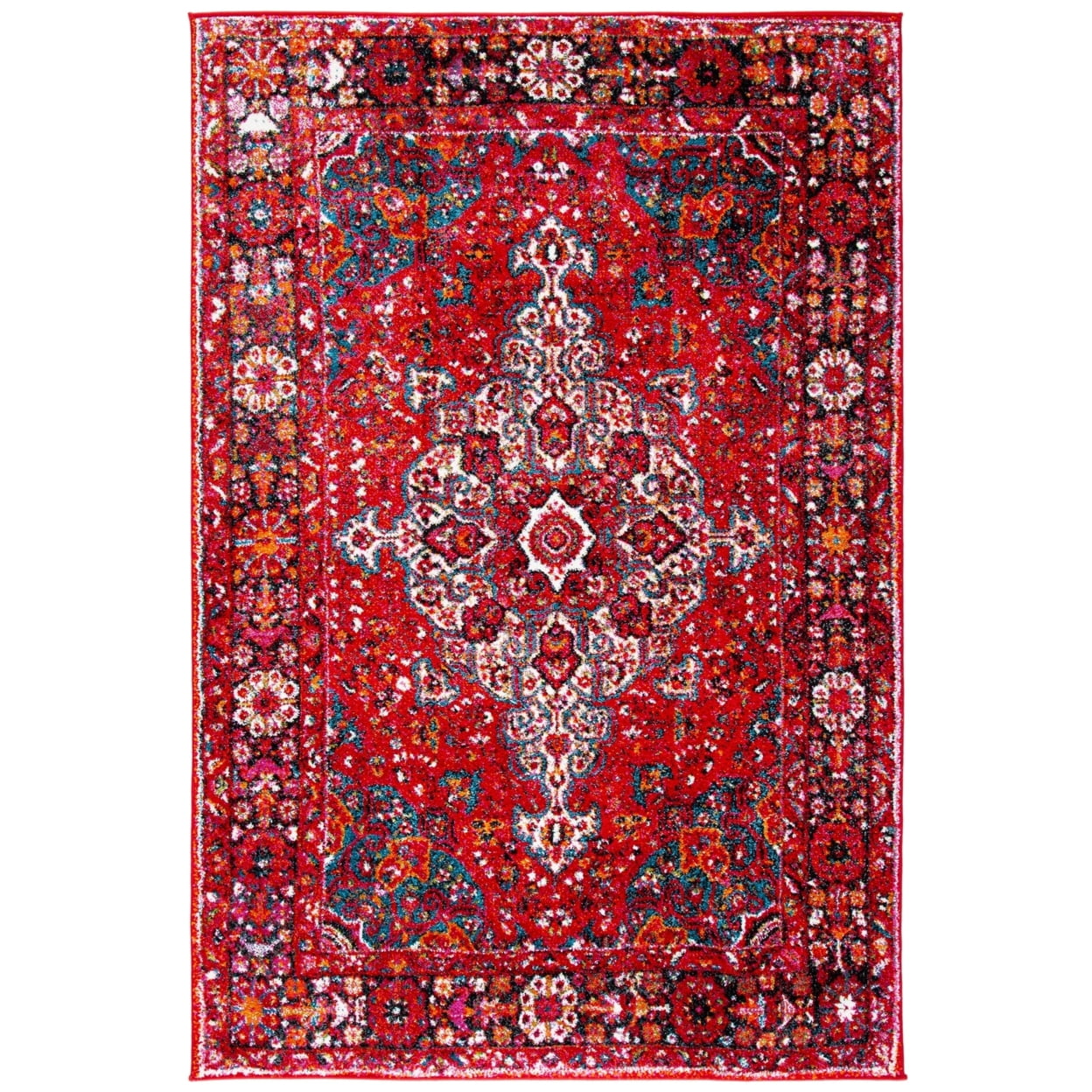 Elysian Red & Multi Round Oriental Accent Rug, 47" Synthetic