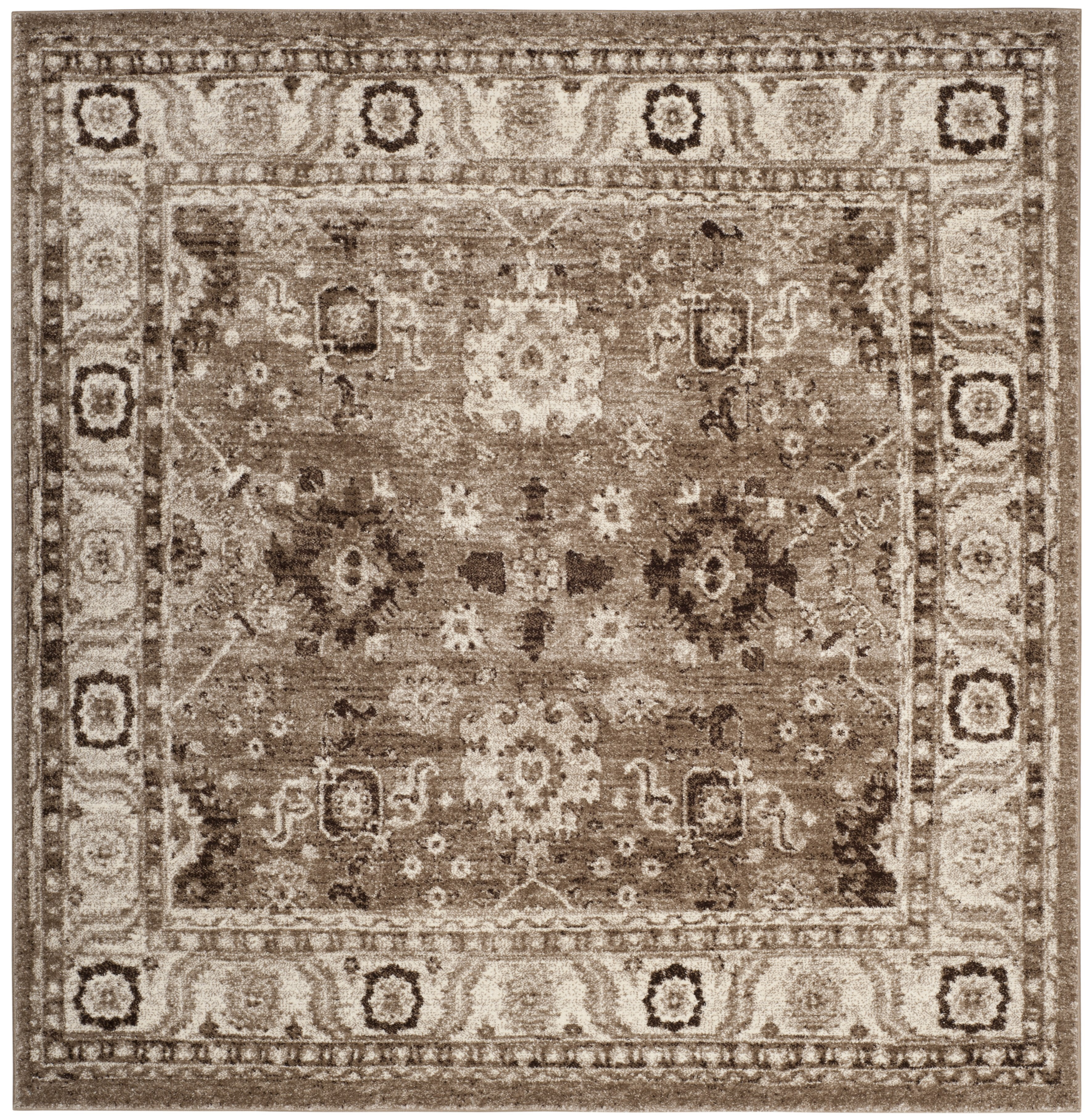 Taupe Square Synthetic Non-slip Area Rug