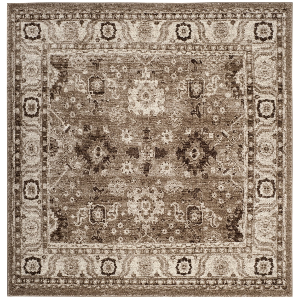 Taupe Square Synthetic Non-slip Area Rug