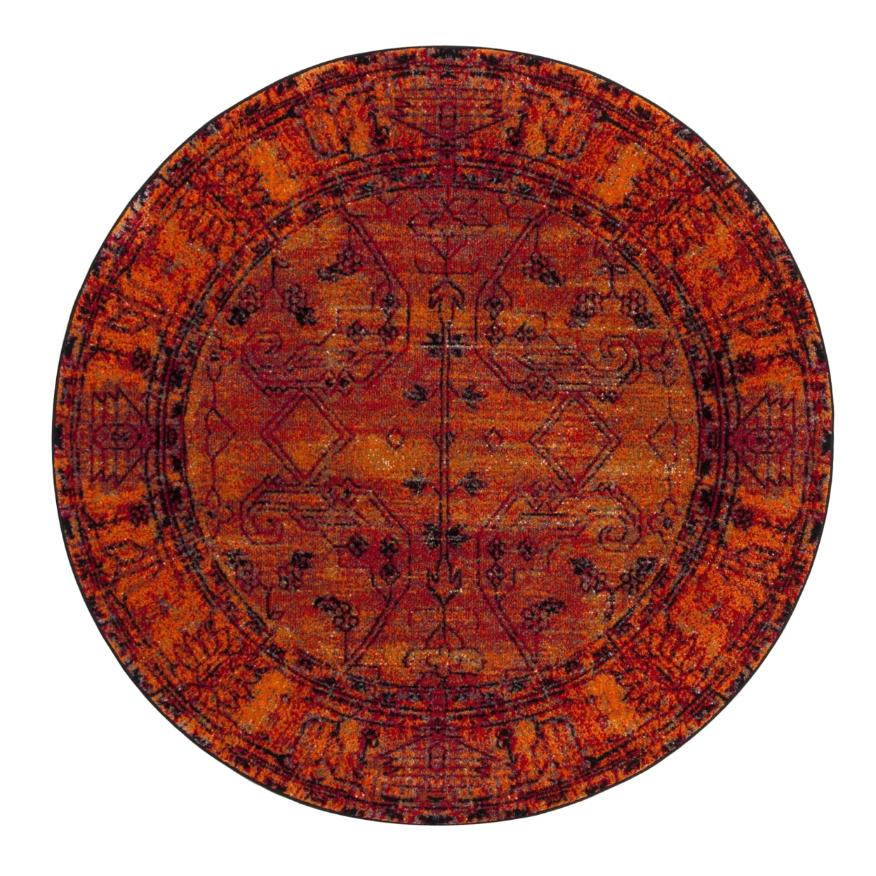 Handmade Red Round Synthetic Non-slip Area Rug