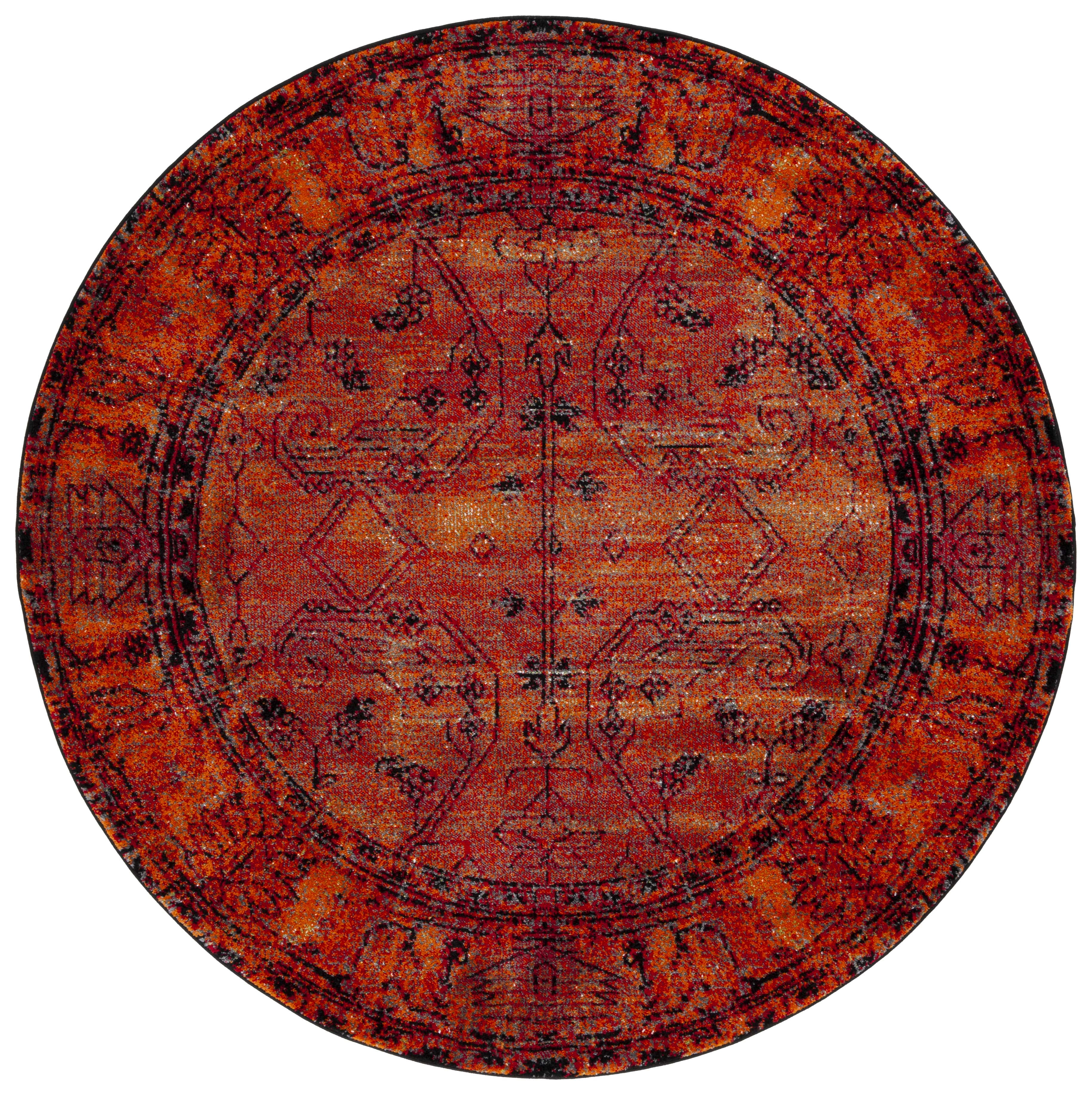 Handmade Red Round Synthetic Non-slip Area Rug