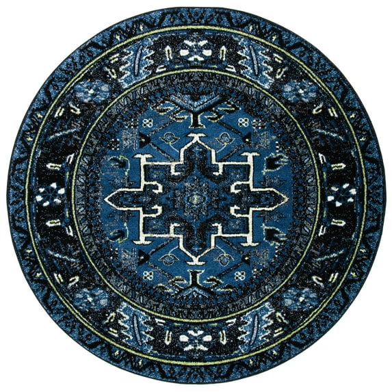SAFAVIEH Vintage Hamadan Dania Oriental Area Rug, Blue/Grey, 3' x 3' Round