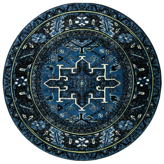 SAFAVIEH Vintage Hamadan Dania Oriental Area Rug, Blue/Grey, 3' x 3' Round