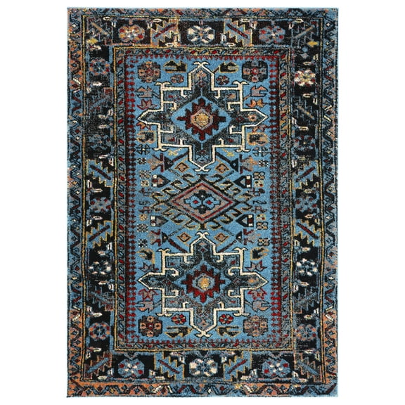 SAFAVIEH Vintage Hamadan Dania Oriental Area Rug, Light Blue/Black, 9' x 12'
