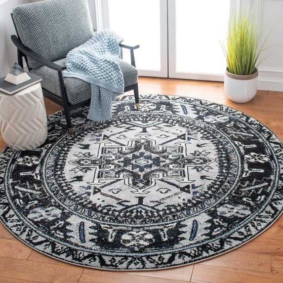Safavieh Vintage Hamadan Dania Oriental Area Rug, Light Gray/Dark Gray, 6'7" x 6'7" Round
