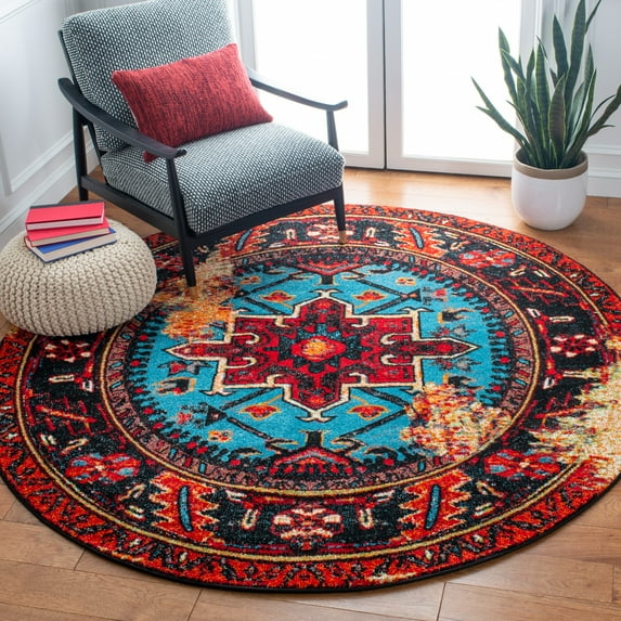 Safavieh Vintage Hamadan Dania Oriental Area Rug, Red/Light Blue, 10' x 10' Round