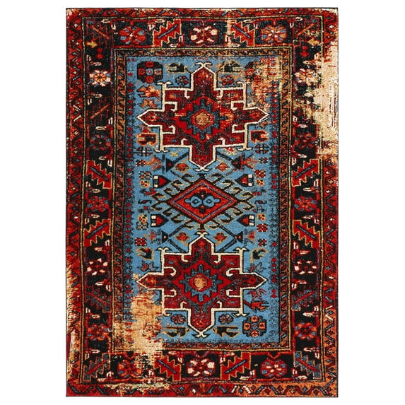 SAFAVIEH Vintage Hamadan Dania Oriental Area Rug, Red/Light Blue, 5'3" x 7'6"
