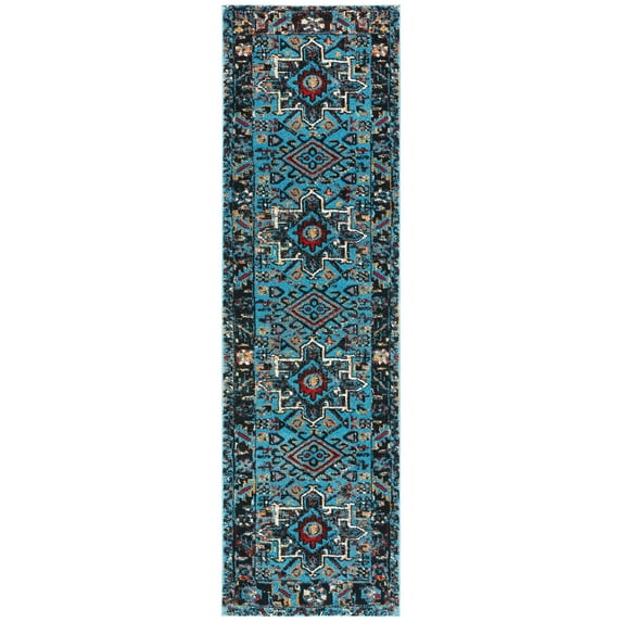 SAFAVIEH Vintage Hamadan Dania Oriental Runner Rug, Light Blue/Black, 2'3" x 12'
