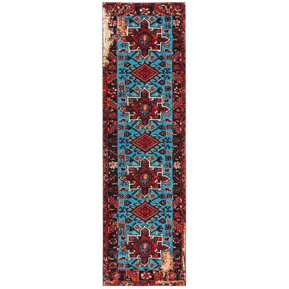 SAFAVIEH Vintage Hamadan Dania Oriental Runner Rug, Red/Light Blue, 2'3" x 10'