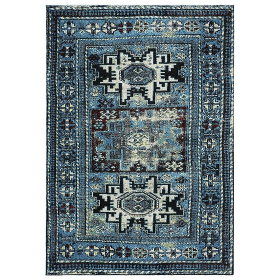 SAFAVIEH Vintage Hamadan Edin Oriental Area Rug, Light Blue/Black, 5'3" x 7'6"