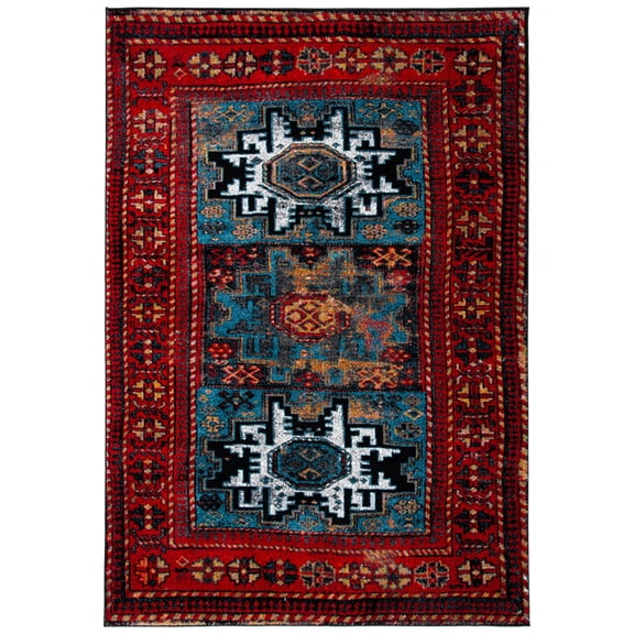 SAFAVIEH Vintage Hamadan Edin Oriental Area Rug, Red/Light Blue, 8' x 10'