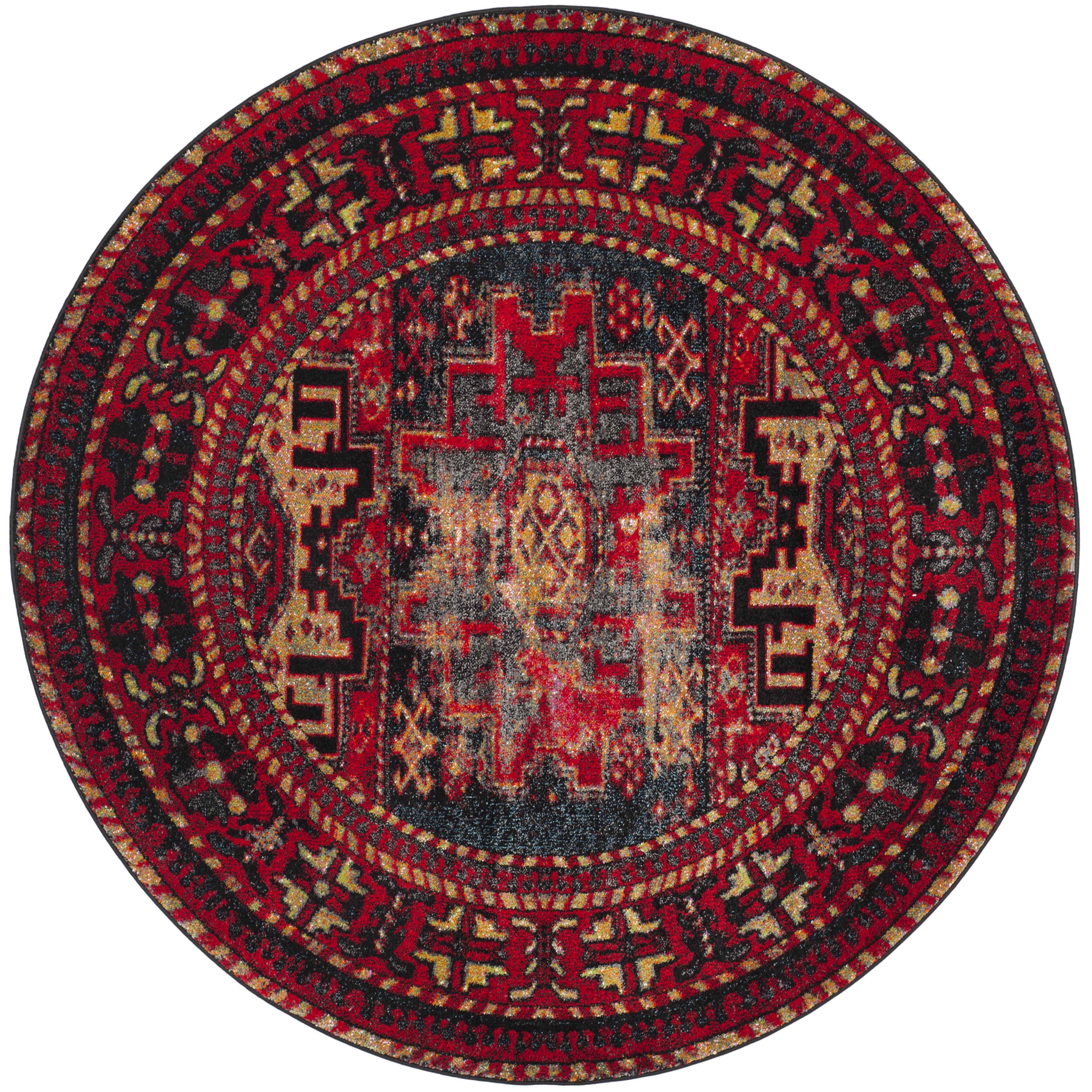 SAFAVIEH Vintage Hamadan Edin Oriental Area Rug, Red/Multi, 11' x 11' Round