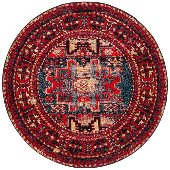 SAFAVIEH Vintage Hamadan Edin Oriental Area Rug, Red/Multi, 3' x 3' Round
