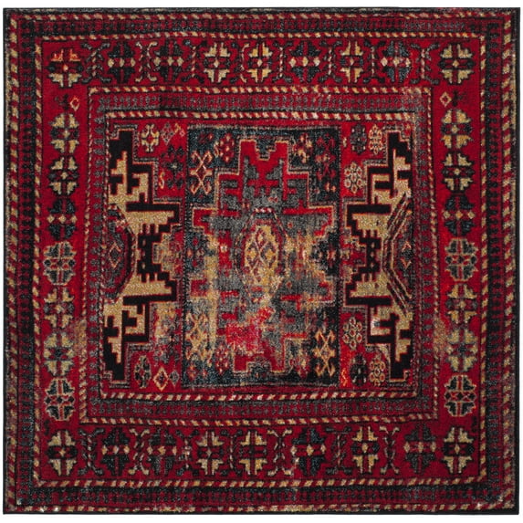 SAFAVIEH Vintage Hamadan Edin Oriental Area Rug, Red/Multi, 9' x 9' Square