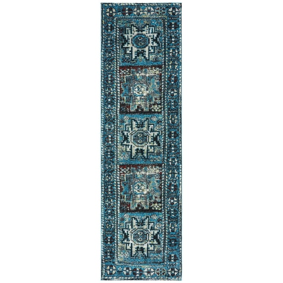 SAFAVIEH Vintage Hamadan Edin Oriental Runner Rug, Light Blue/Black, 2'3" x 8'