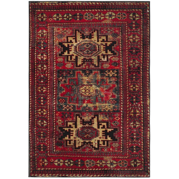 SAFAVIEH Vintage Hamadan Edin Oriental Area Rug, Red/Multi, 4' x 6'