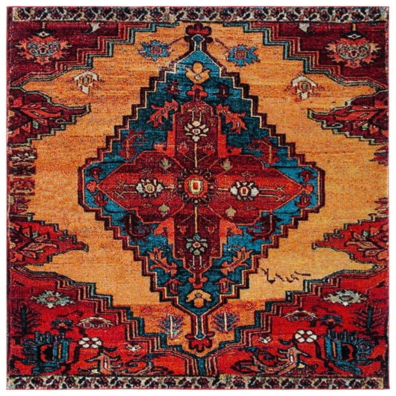 SAFAVIEH Vintage Hamadan Erksine Oriental Area Rug, Red/Blue, 6'7" x 6'7" Square