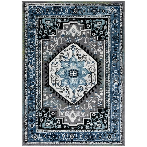 SAFAVIEH Vintage Hamadan Essex Oriental Area Rug, Blue/Grey, 6'7" x 9'
