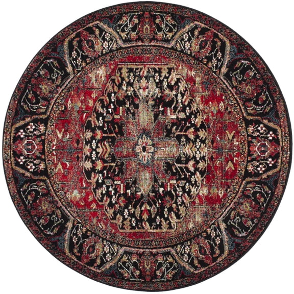 SAFAVIEH Vintage Hamadan Farran Oriental Area Rug, Red/Multi, 9' x 9' Round