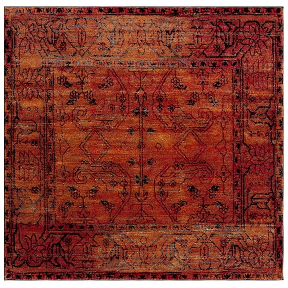 SAFAVIEH Vintage Hamadan Jessamine Oriental Area Rug, Orange, 9' x 9' Square