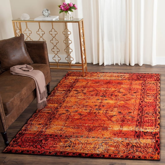 SAFAVIEH Vintage Hamadan Jessamine Traditional Area Rug, Orange, 5'3" x 7'6"