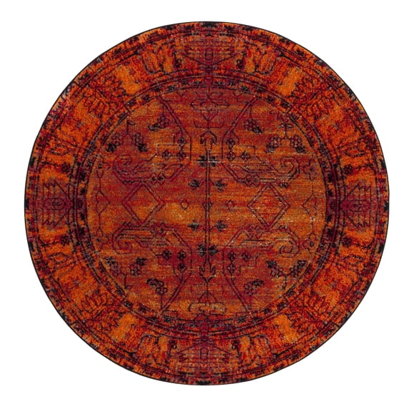 SAFAVIEH Vintage Hamadan Jessamine Traditional Area Rug, Orange, 6'7" x 6'7" Round