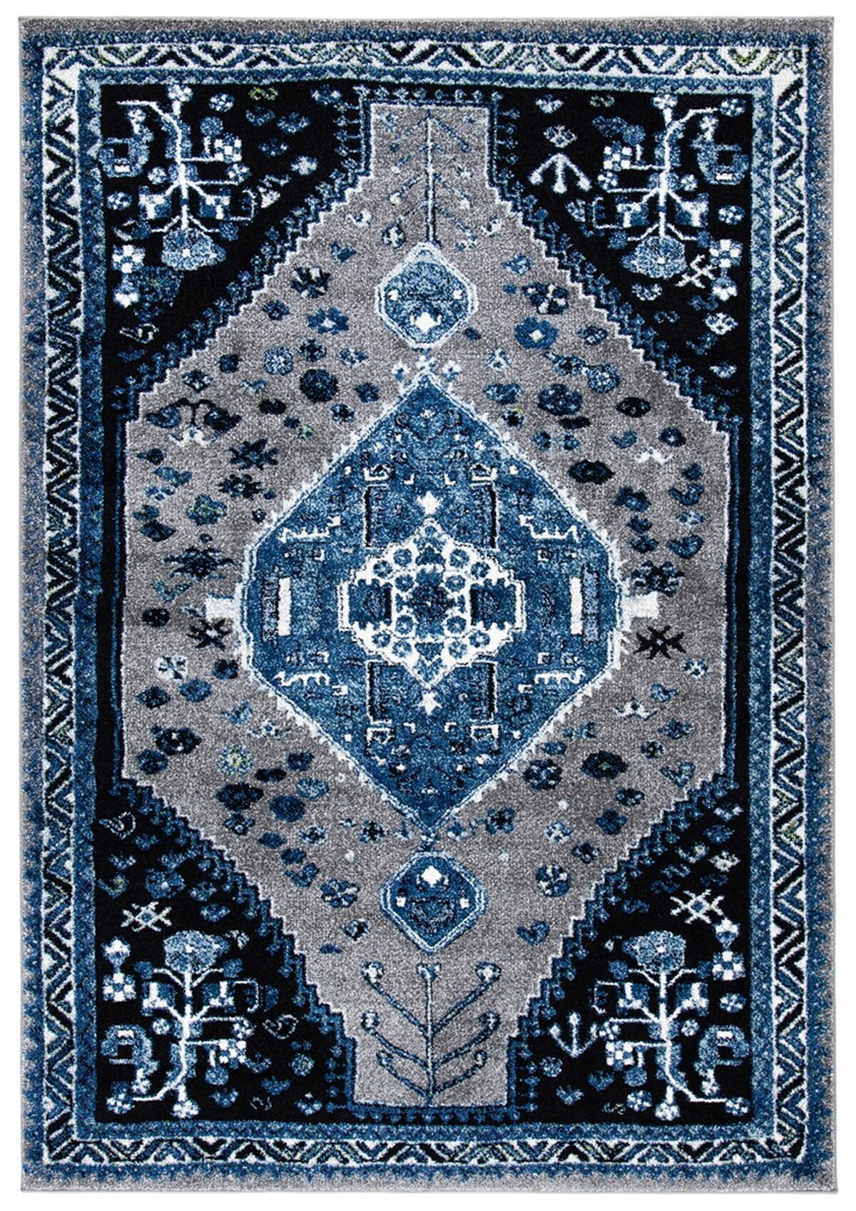 Beige and Black Synthetic Non-slip 8' x 10' Area Rug