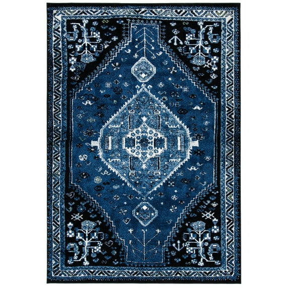 SAFAVIEH Vintage Hamadan Keighley Oriental Area Rug, Blue/Black, 5'3" x 7'6"