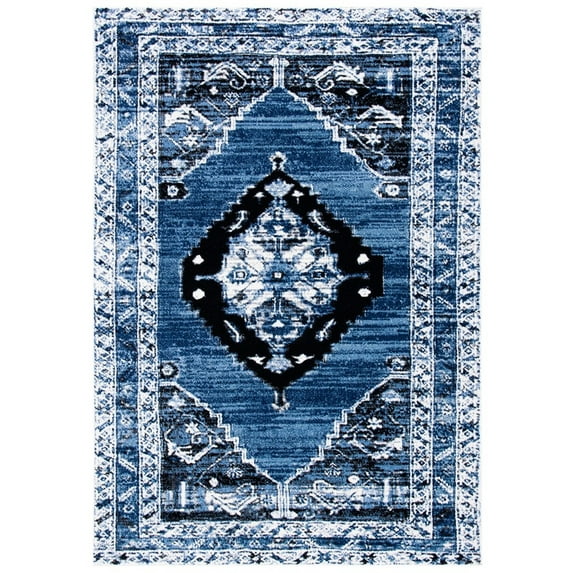 SAFAVIEH Vintage Hamadan Keighley Oriental Area Rug, Blue/Ivory, 5'3" x 7'6"