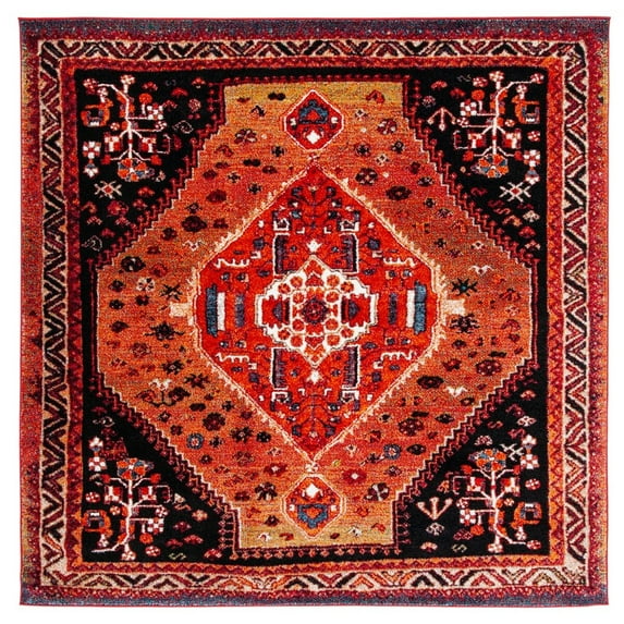 SAFAVIEH Vintage Hamadan Keighley Oriental Area Rug, Orange/Red, 6'7" x 6'7" Square