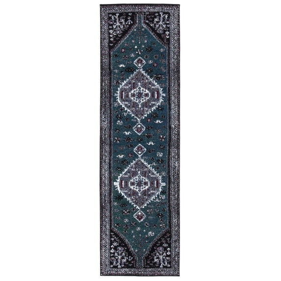 SAFAVIEH Vintage Hamadan Keighley Oriental Runner Rug, Green/Black, 2'3" x 8'