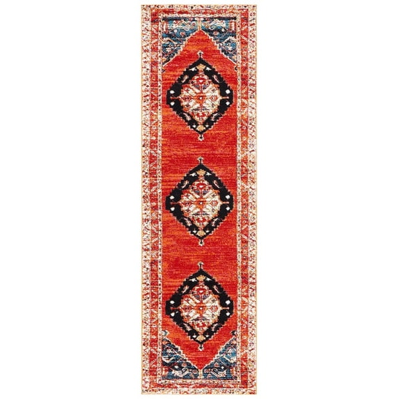SAFAVIEH Vintage Hamadan Keighley Oriental Runner Rug, Red/Navy, 2'3" x 8'