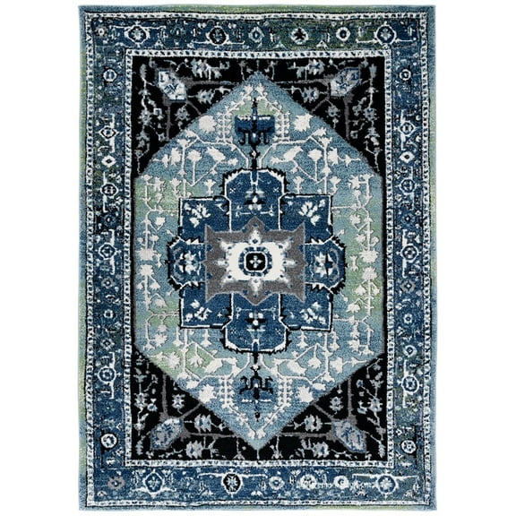 SAFAVIEH Vintage Hamadan Kimmee Oriental Area Rug, Blue/Light Green, 5'3" x 7'6"