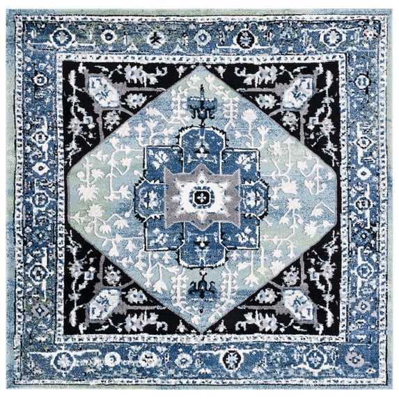 SAFAVIEH Vintage Hamadan Kimmee Oriental Area Rug, Blue/Light Green, 6'7" x 6'7" Square