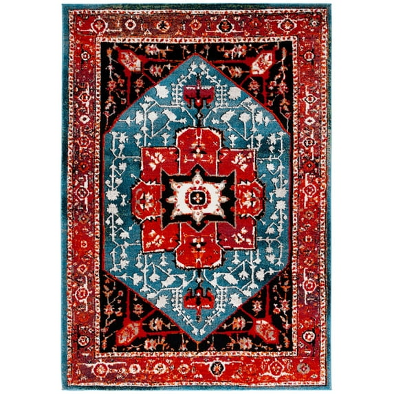 SAFAVIEH Vintage Hamadan Kimmee Oriental Area Rug, Red/Blue, 5'3" x 7'6"