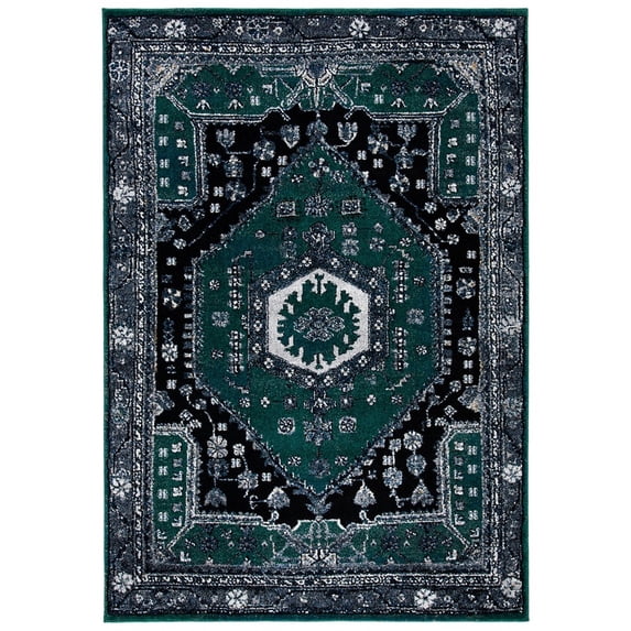 SAFAVIEH Vintage Hamadan Leone Oriental Area Rug, Green/Black, 4' x 6'