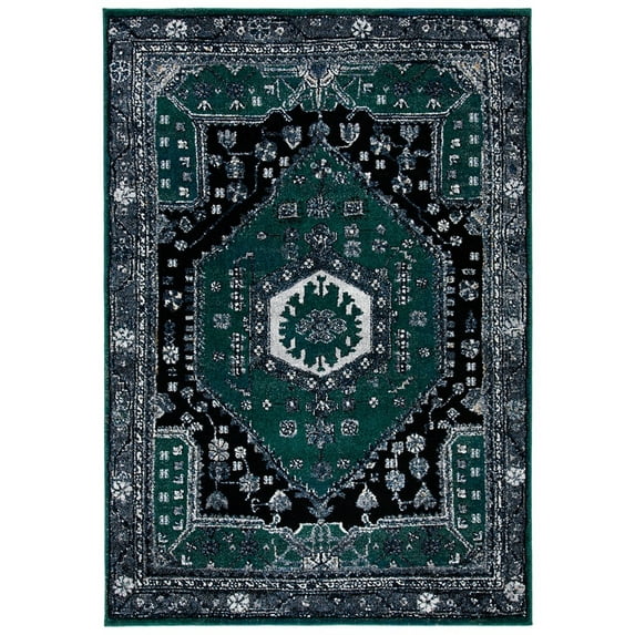 SAFAVIEH Vintage Hamadan Leone Oriental Area Rug, Green/Black, 8' x 10'