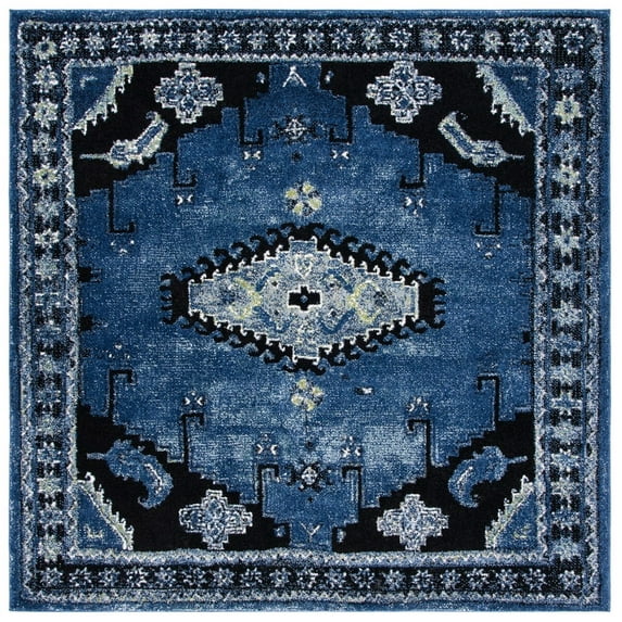 SAFAVIEH Vintage Hamadan Liana Oriental Area Rug, Blue/Black, 6'7" x 6'7" Square