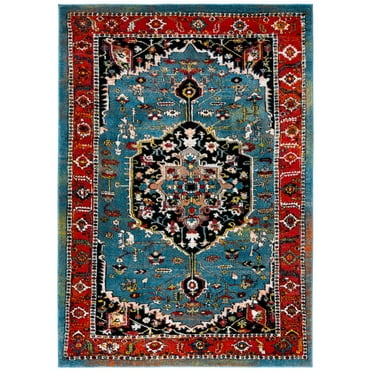 SAFAVIEH Vintage Hamadan Maegan Oriental Area Rug, Blue/Red, 5'3" x 7'6"