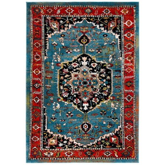 SAFAVIEH Vintage Hamadan Maegan Oriental Area Rug, Blue/Red, 5'3" x 7'6"