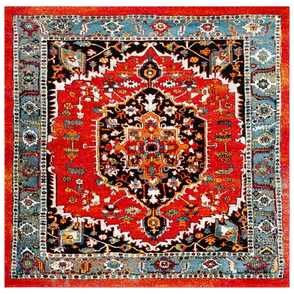 SAFAVIEH Vintage Hamadan Maegan Oriental Area Rug, Red/Blue, 6'7" x 6'7" Square