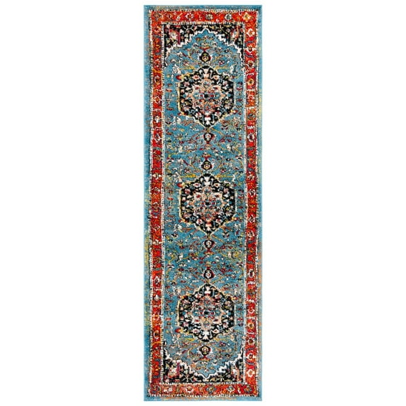 SAFAVIEH Vintage Hamadan Maegan Oriental Runner Rug, Blue/Red, 2'3" x 8'