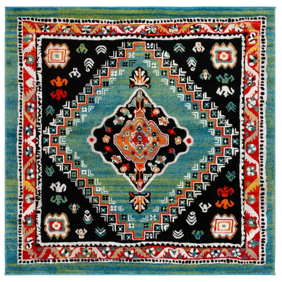 SAFAVIEH Vintage Hamadan Musa Medallion Area Rug, Green/Black, 8' x 10'