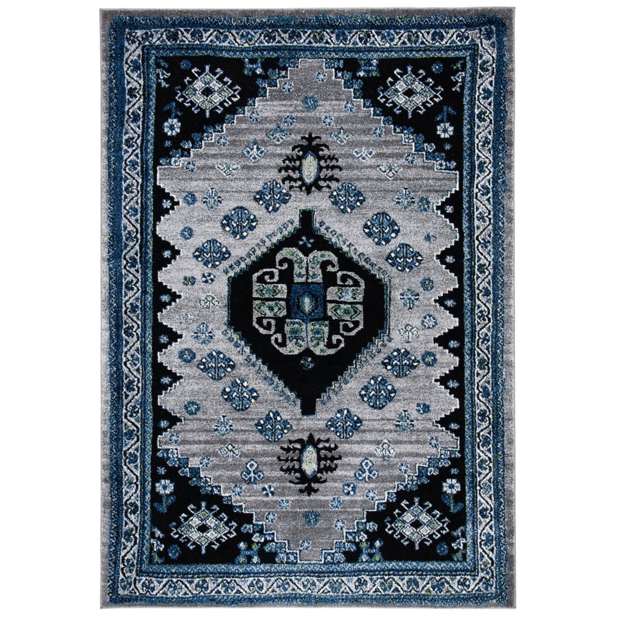 Beige and Black Synthetic Hand-knotted 4' x 6' Oriental Rug