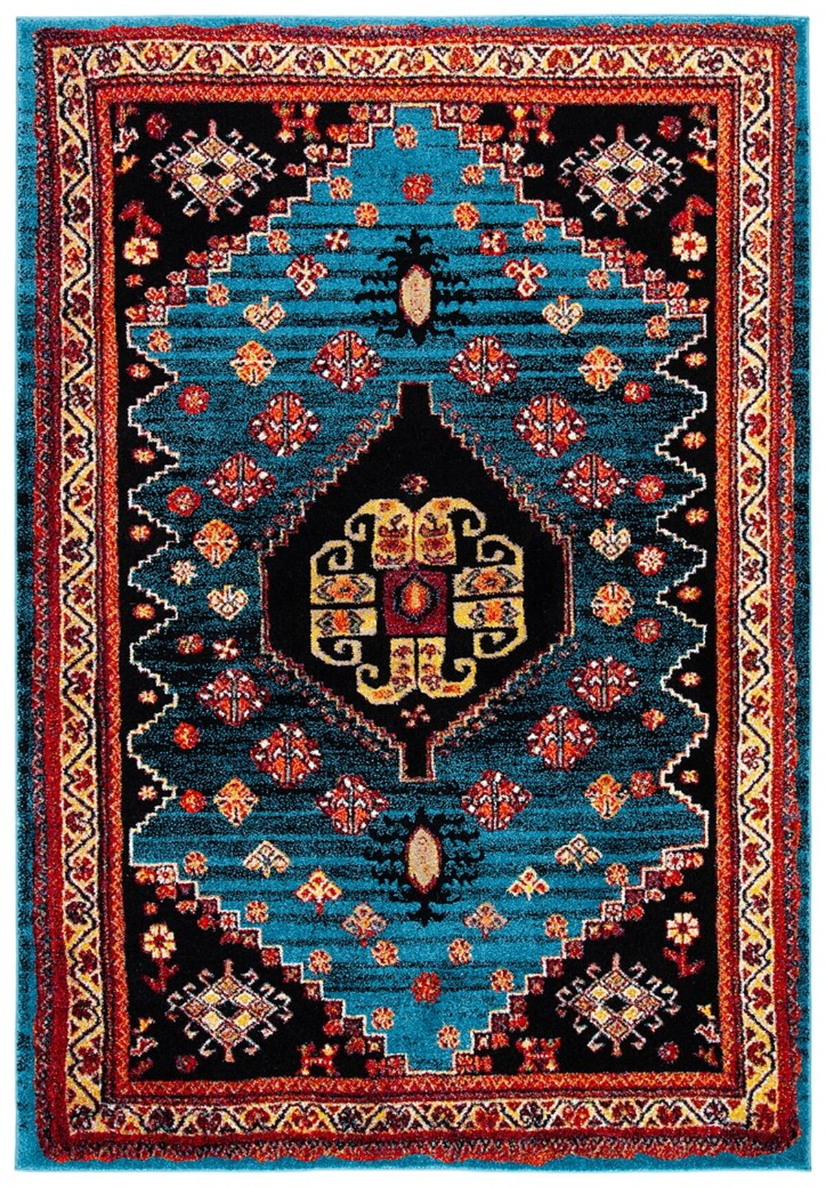 Antique Patina Blue Synthetic Rectangular Area Rug 5'3" x 7'6"
